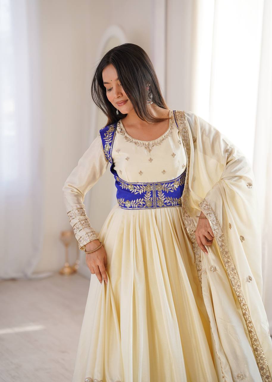 Designer Anarkali Pant Set with Koti & Dupatta