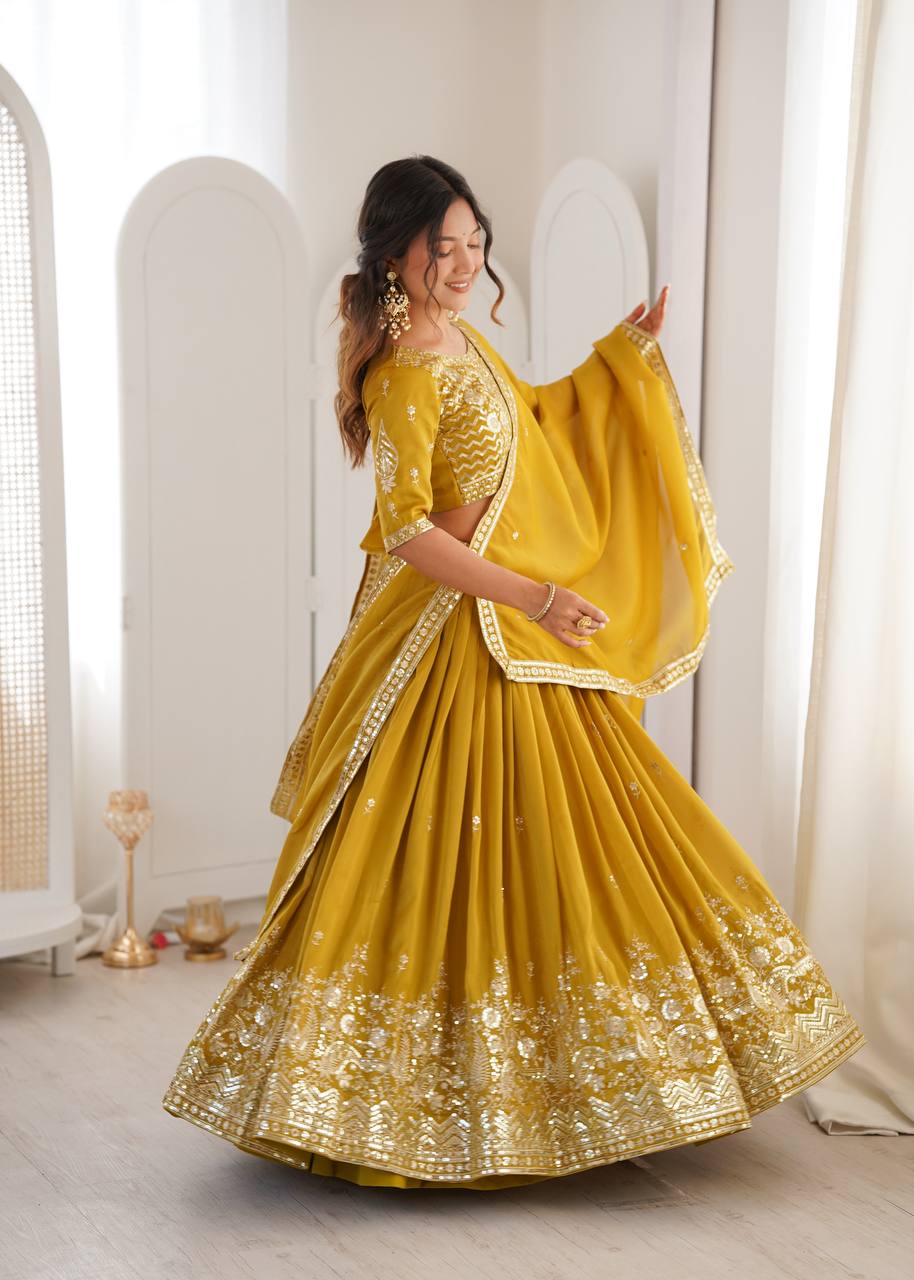 Designer Simmer Silk Lehenga Set with Sequence Work