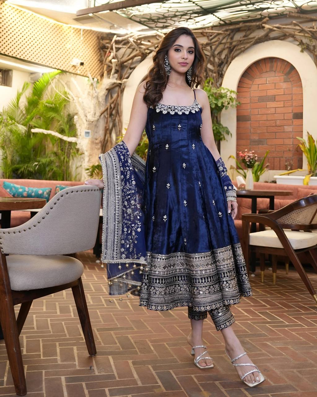 Pur Vichitra Silk Premium Quality Anarkali Suit Set (3 PCS)