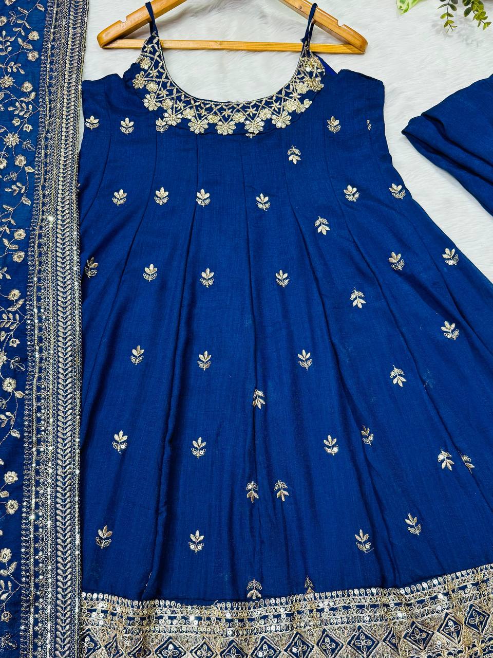 Pur Vichitra Silk Premium Quality Anarkali Suit Set (3 PCS)