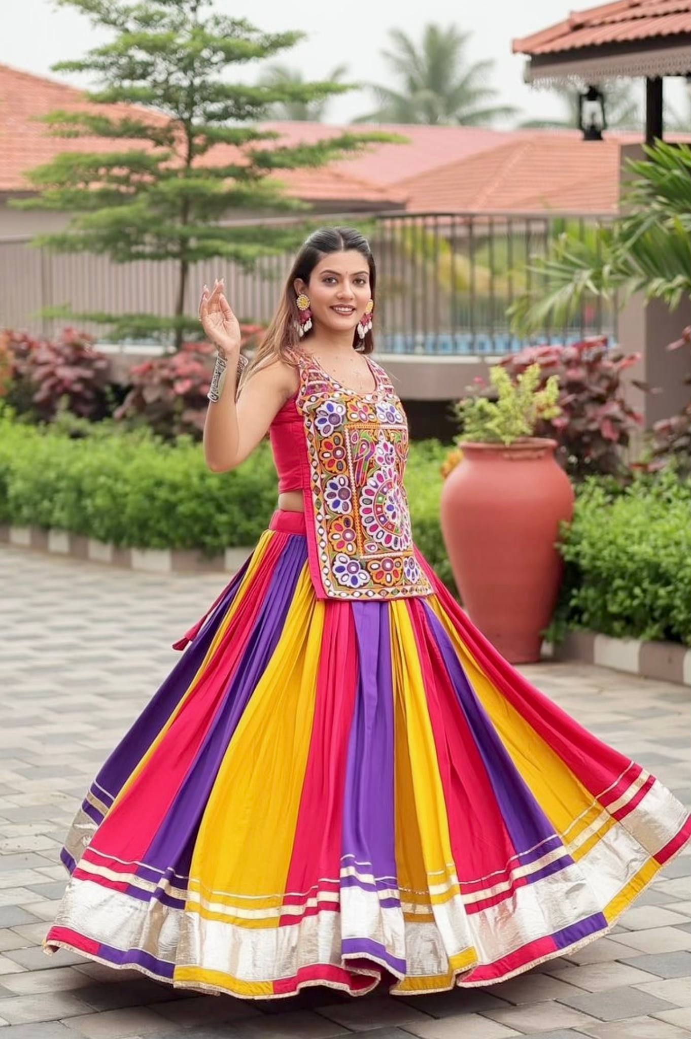 VastramByS Navratri Special Gamathi Work Lehenga Choli