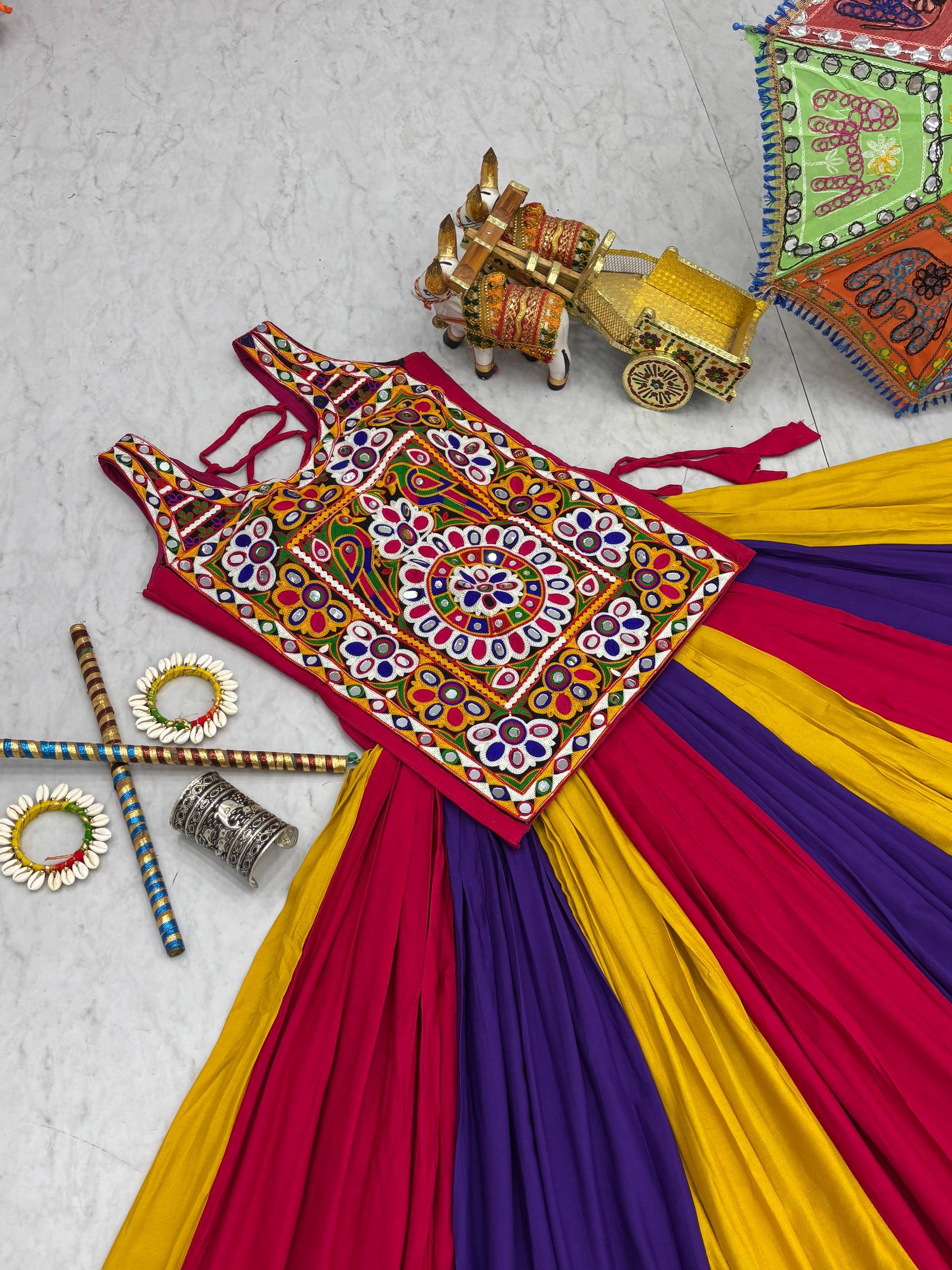 VastramByS Navratri Special Gamathi Work Lehenga Choli