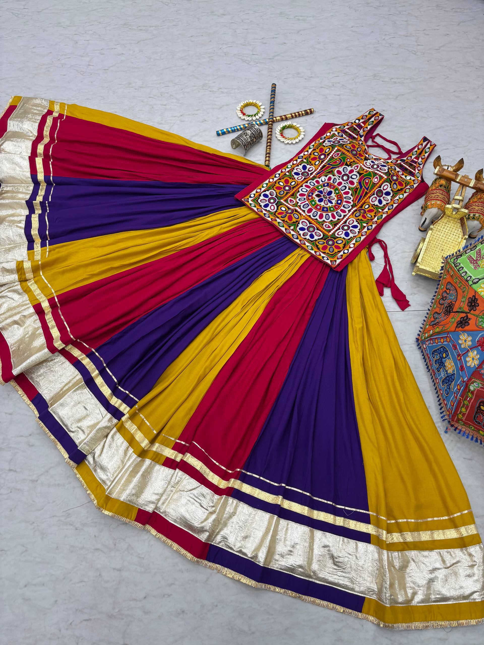 VastramByS Navratri Special Gamathi Work Lehenga Choli