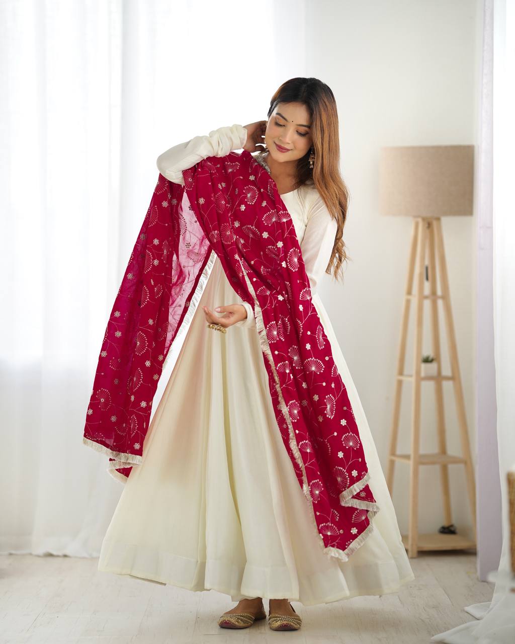 ✨ Vichitra Silk Anarkali Suit Set