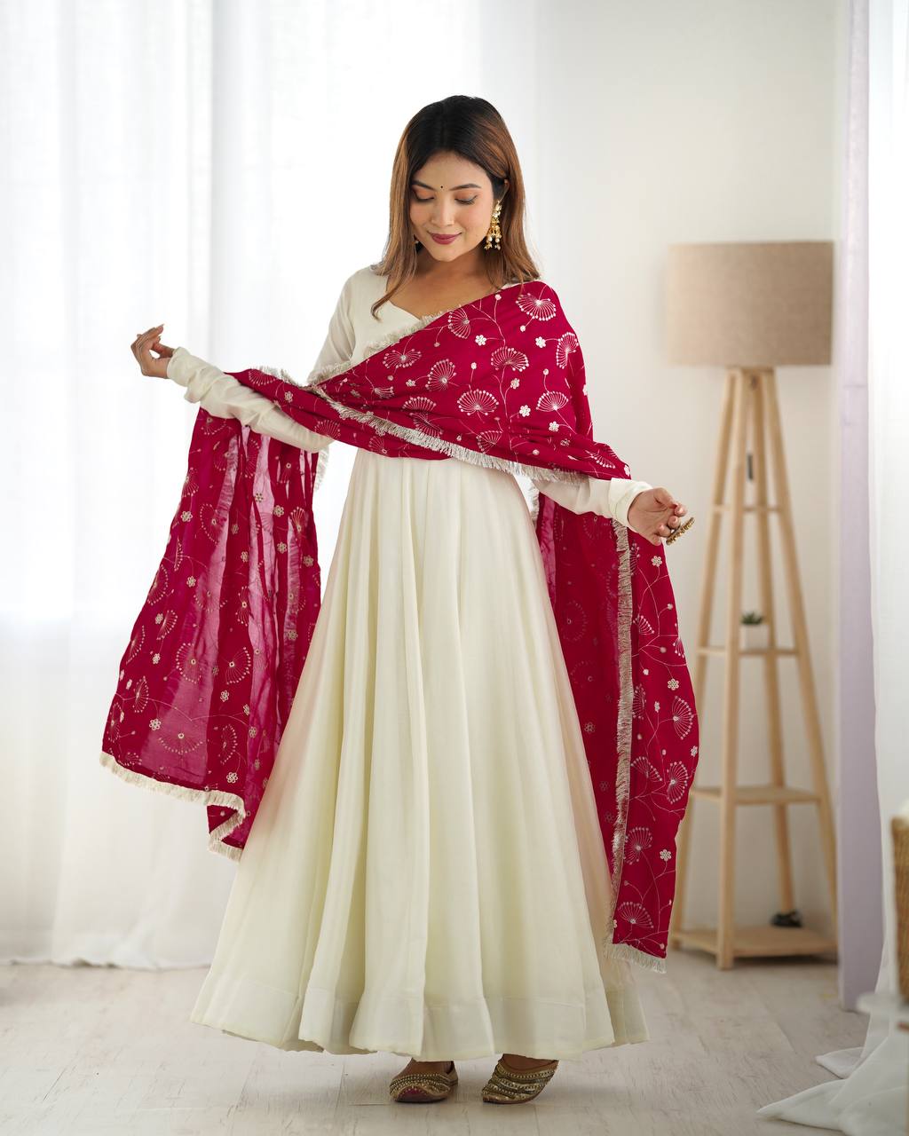✨ Vichitra Silk Anarkali Suit Set