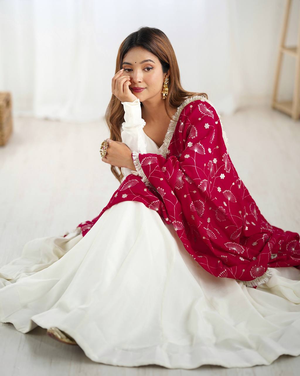 ✨ Vichitra Silk Anarkali Suit Set