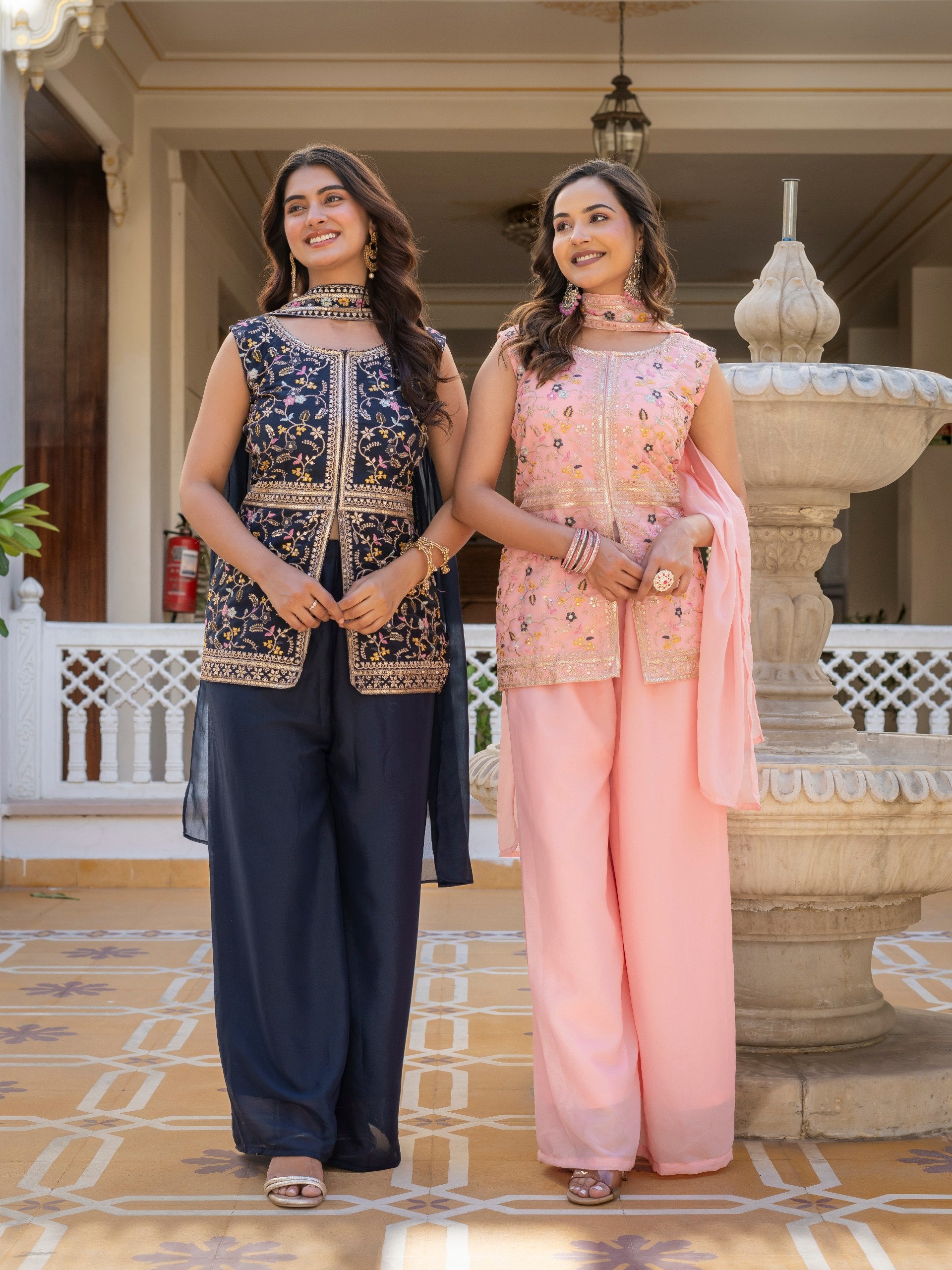 Designer Embroidered Georgette Suit Set (3-Piece)
