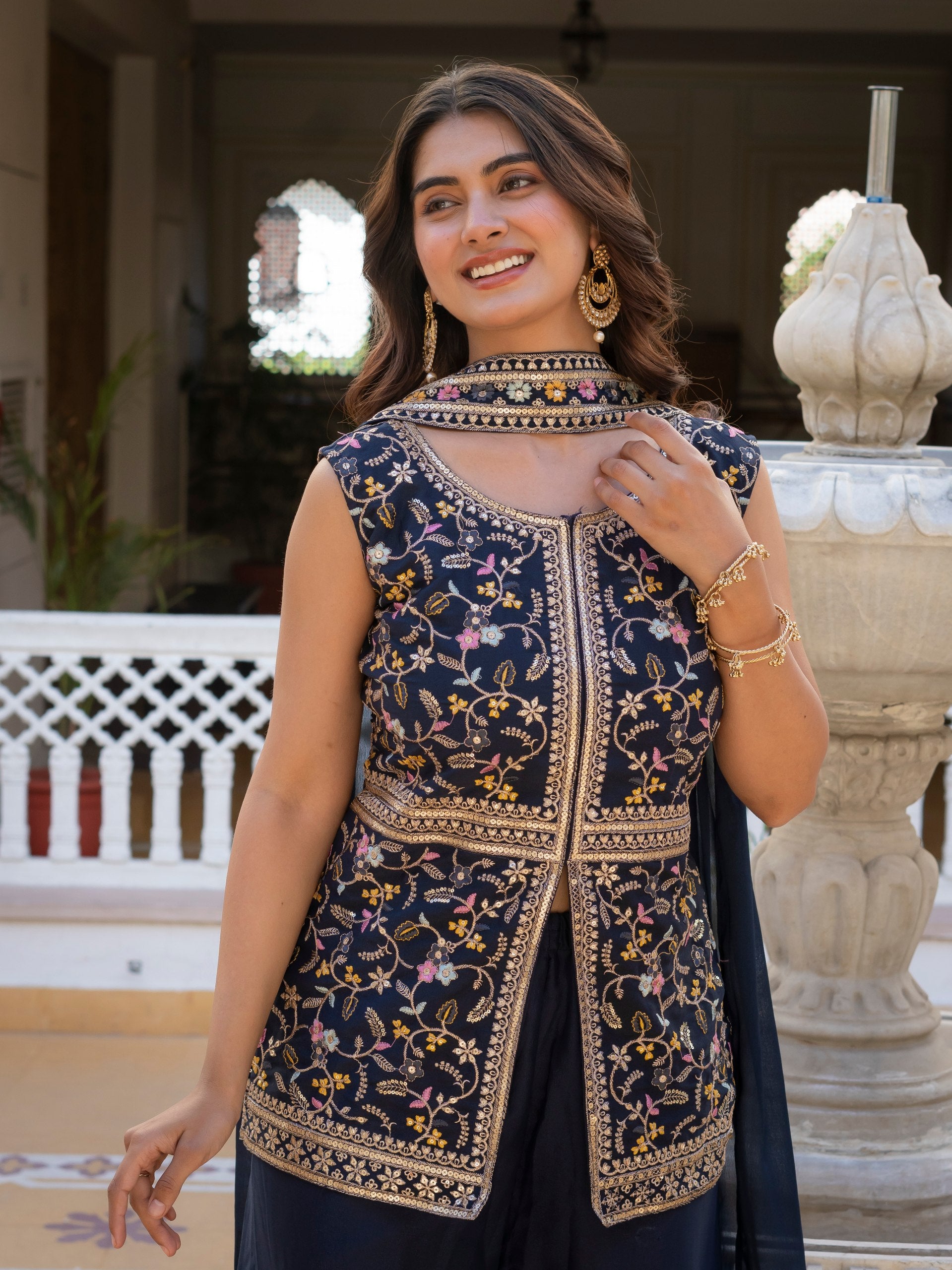 Designer Embroidered Georgette Suit Set (3-Piece)