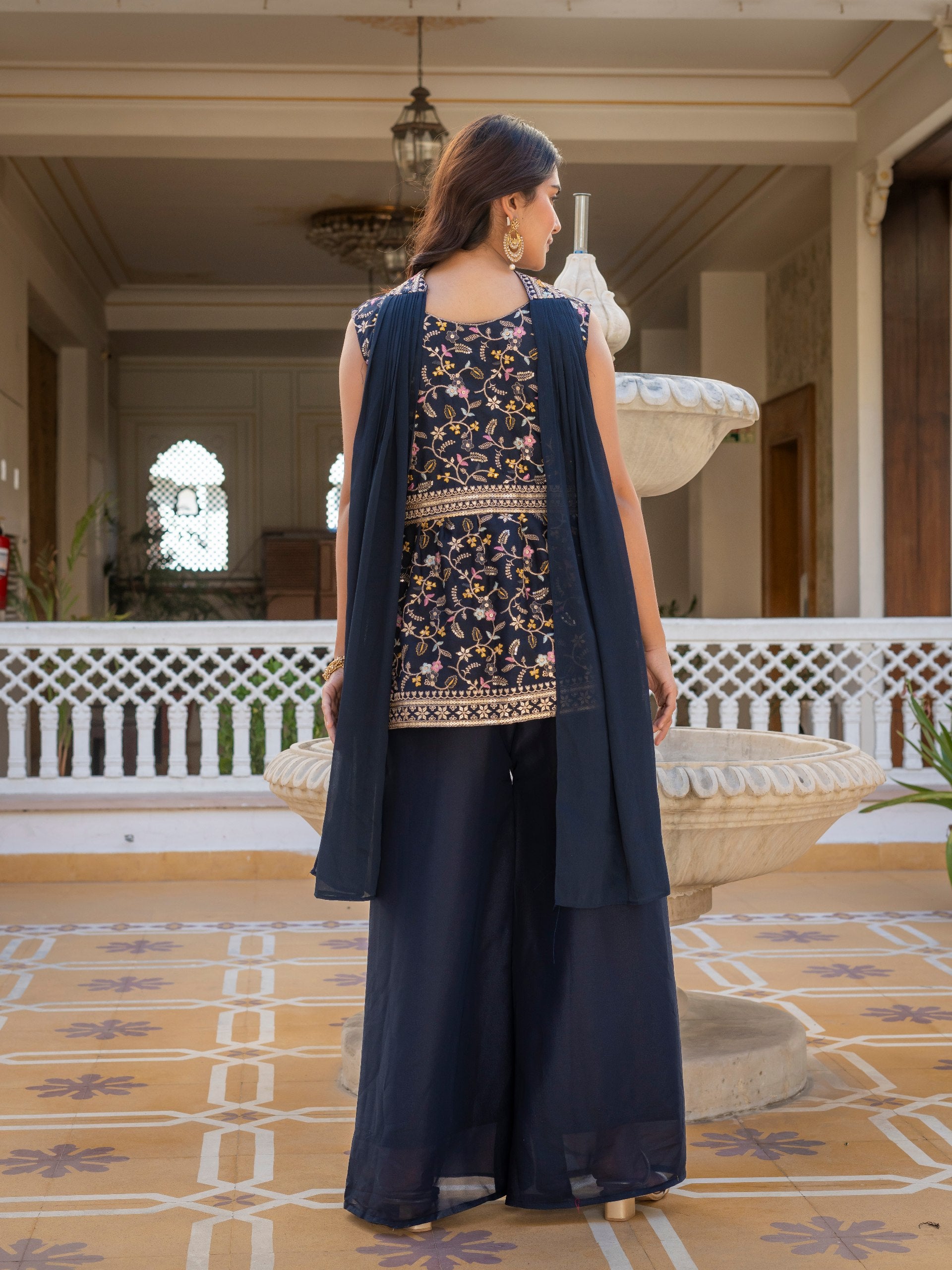 Designer Embroidered Georgette Suit Set (3-Piece)