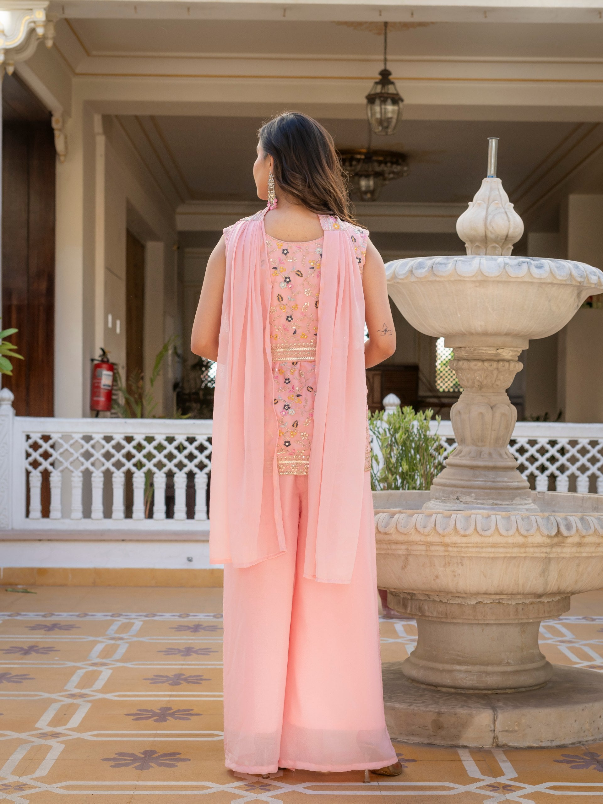 Designer Embroidered Georgette Suit Set (3-Piece)