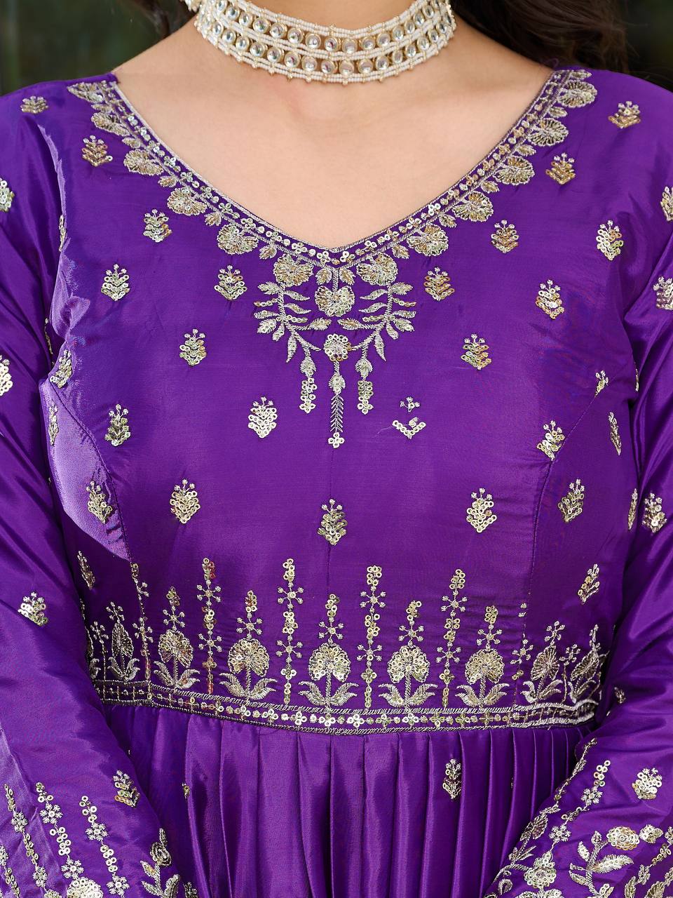 Designer Gown Set with Pant & Dupatta (3-Piece Set)