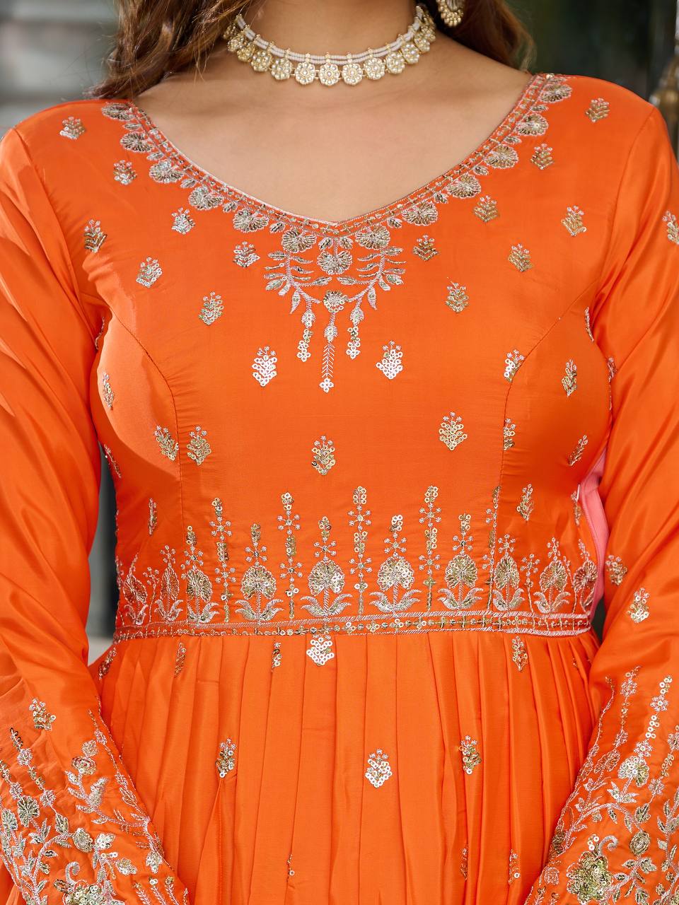 Designer Gown Set with Pant & Dupatta (3-Piece Set)