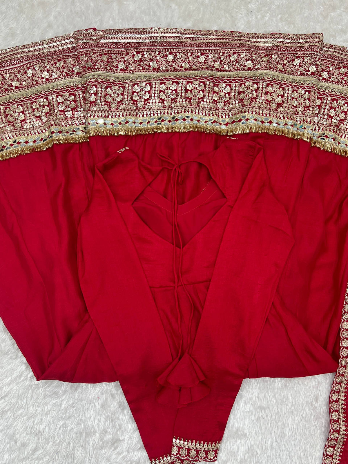Premium Pure Blooming Vichitra Silk Fully Flared Anarkali Gown with Dupatta & Pant