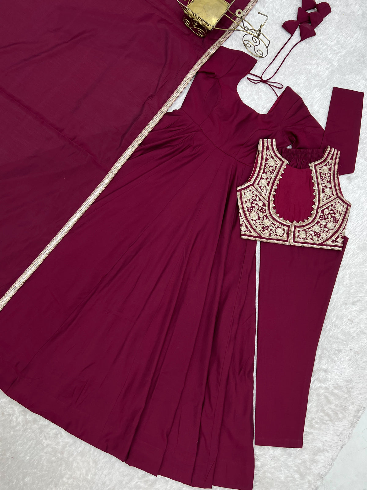 Premium Pure Romansilk Chanderi 16 Kali Flare Anarkali Gown