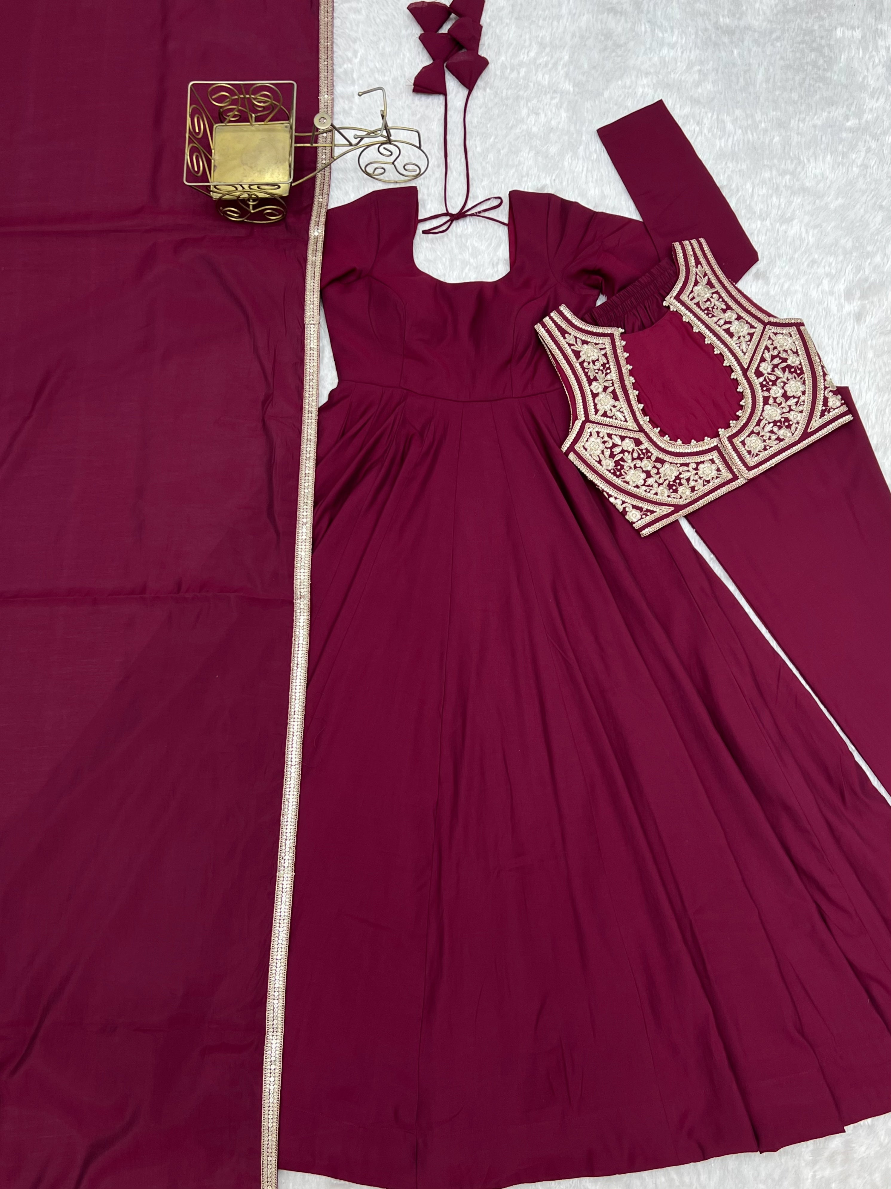 Premium Pure Romansilk Chanderi 16 Kali Flare Anarkali Gown