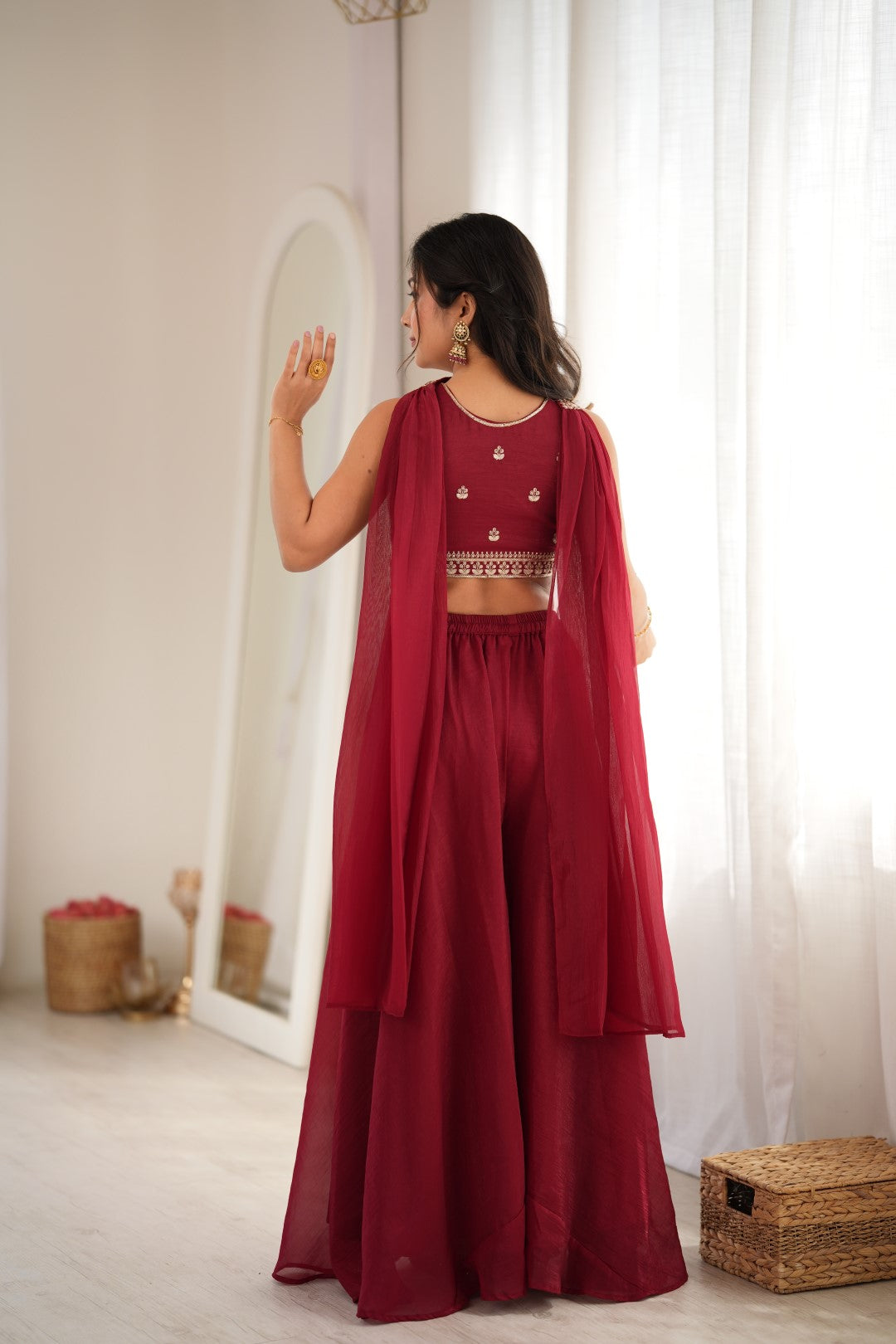 Designer Indowestern Crop Top Palazzo Set