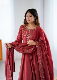 Roman Shimmer Chanderi Silk Anarkali Suit Set