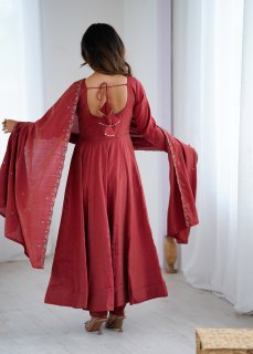 Roman Shimmer Chanderi Silk Anarkali Suit Set