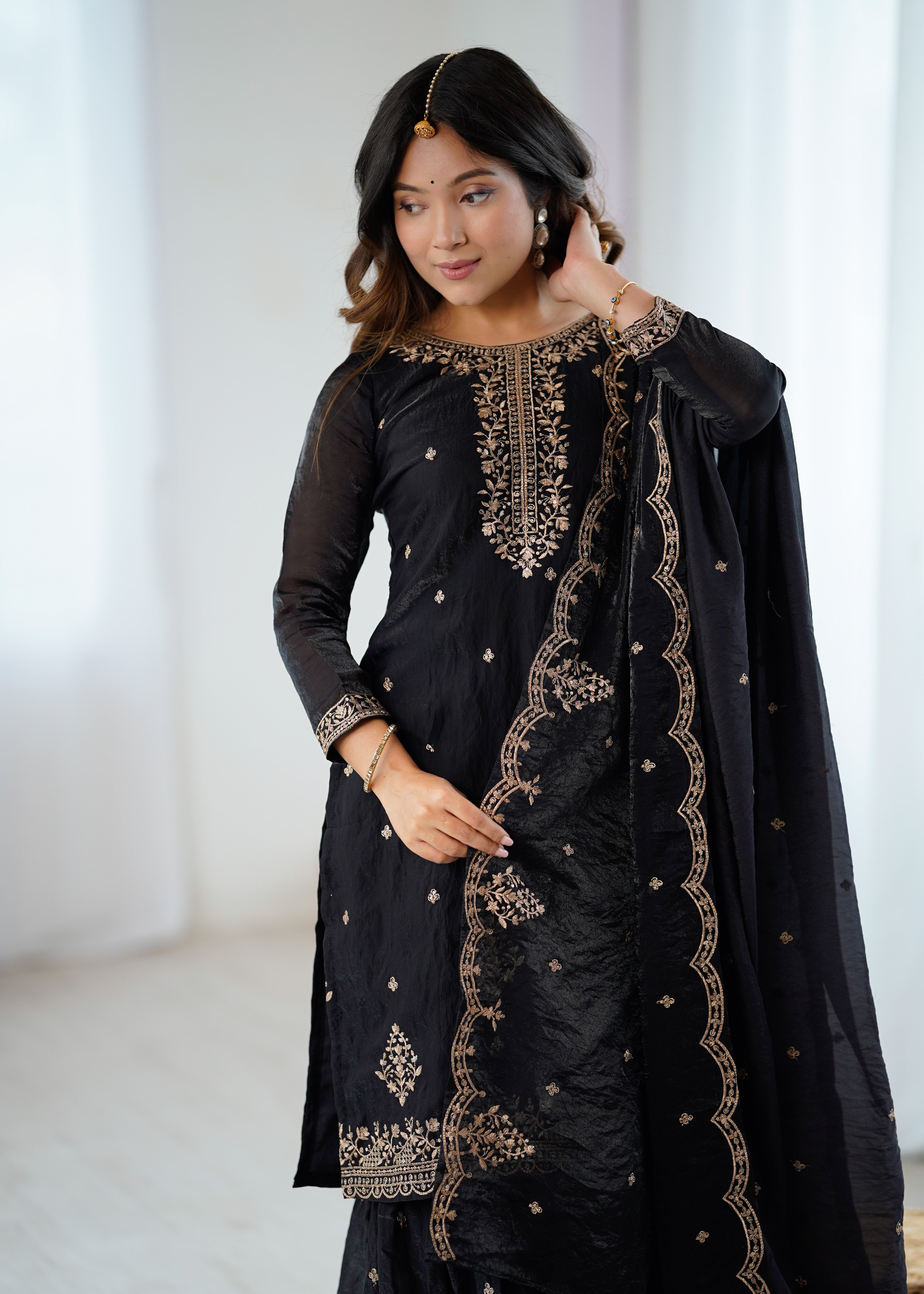 ✨ Kediya Kurta with Embroidered Sharara Set