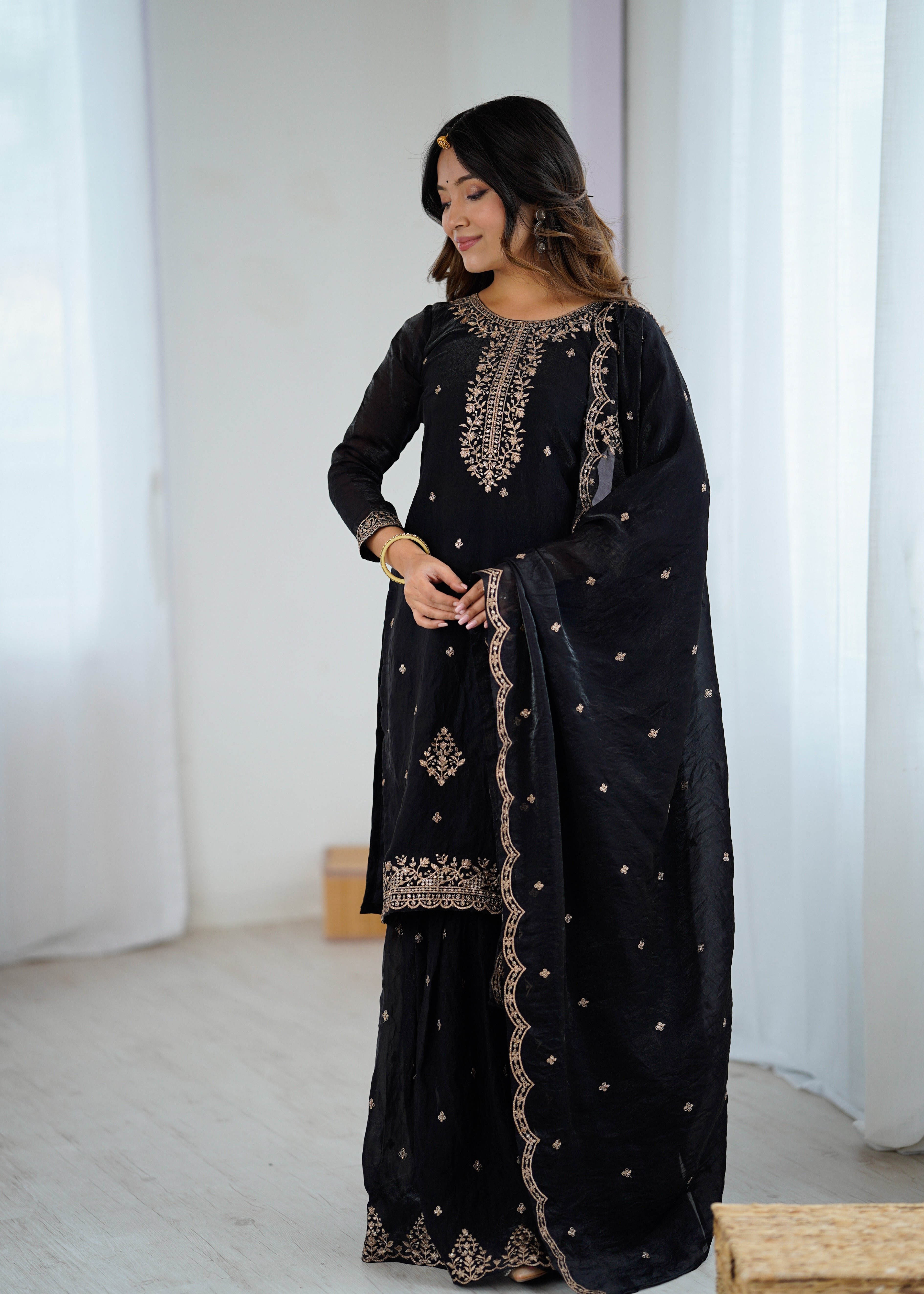 ✨ Kediya Kurta with Embroidered Sharara Set