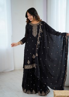 ✨ Kediya Kurta with Embroidered Sharara Set