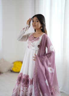 ✨ Designer Organza Silk Anarkali Suit Set
