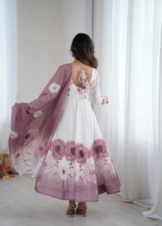 ✨ Designer Organza Silk Anarkali Suit Set