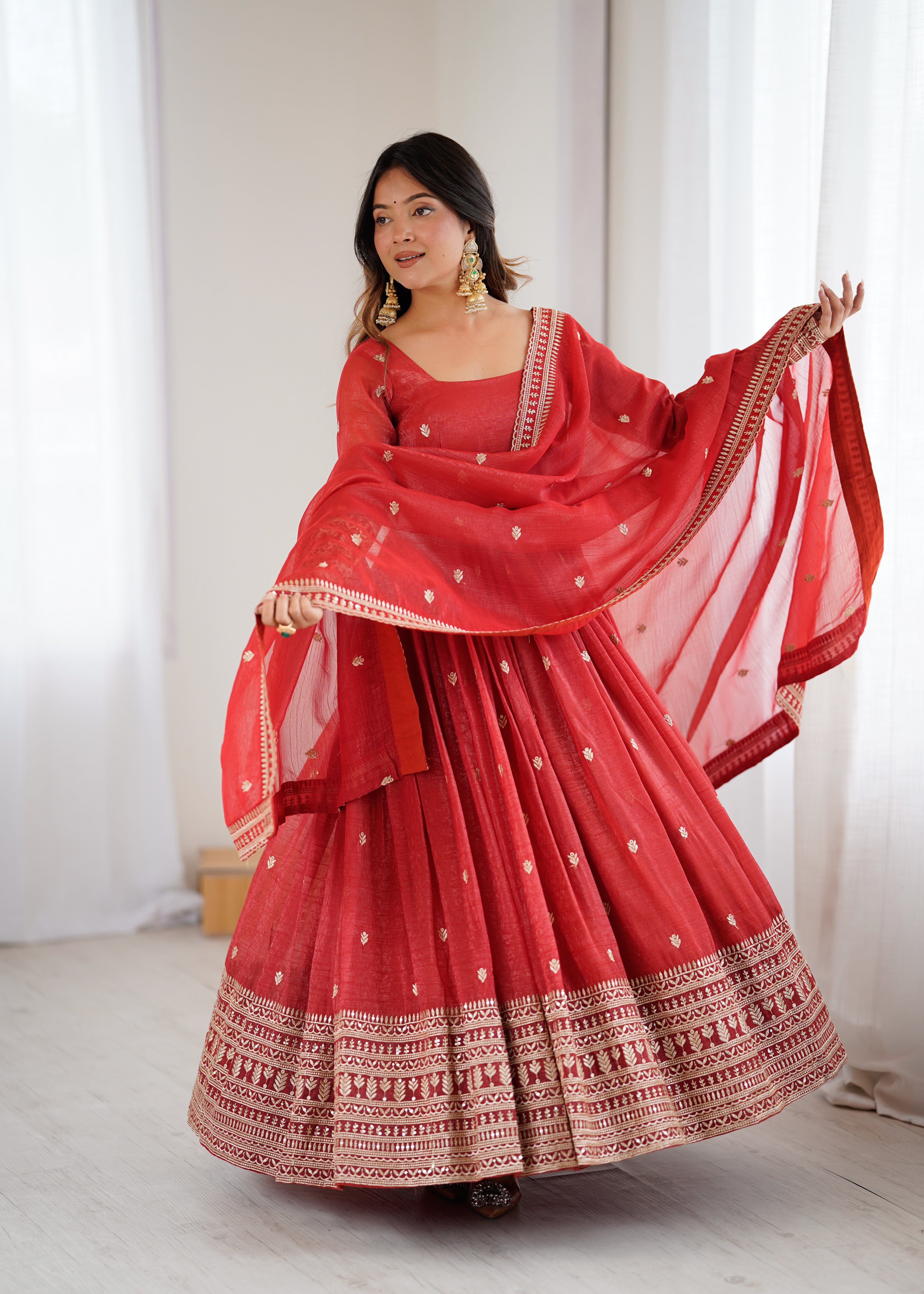 Crunchy Silk Designer Anarkali Suit Set