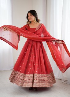 Crunchy Silk Designer Anarkali Suit Set