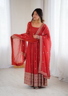 Crunchy Silk Designer Anarkali Suit Set