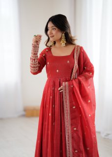 Crunchy Silk Designer Anarkali Suit Set