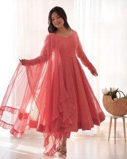 ✨ Lucknowi Sequence Work Anarkali Suit Set