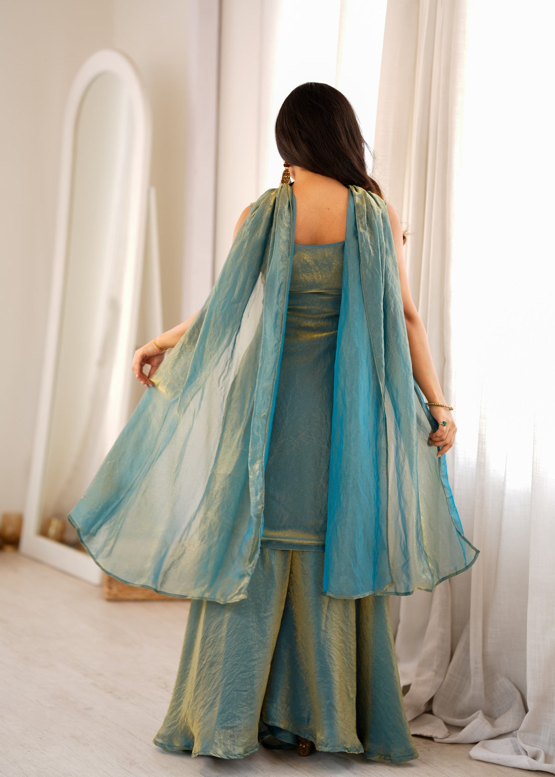 Women's Premium Soft Fendy Silk Sharara Suit Set with Embroidery, Sequins, Dori &amp; Zari Work