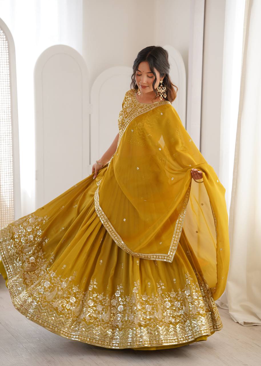Designer Simmer Silk Lehenga Set with Sequence Work