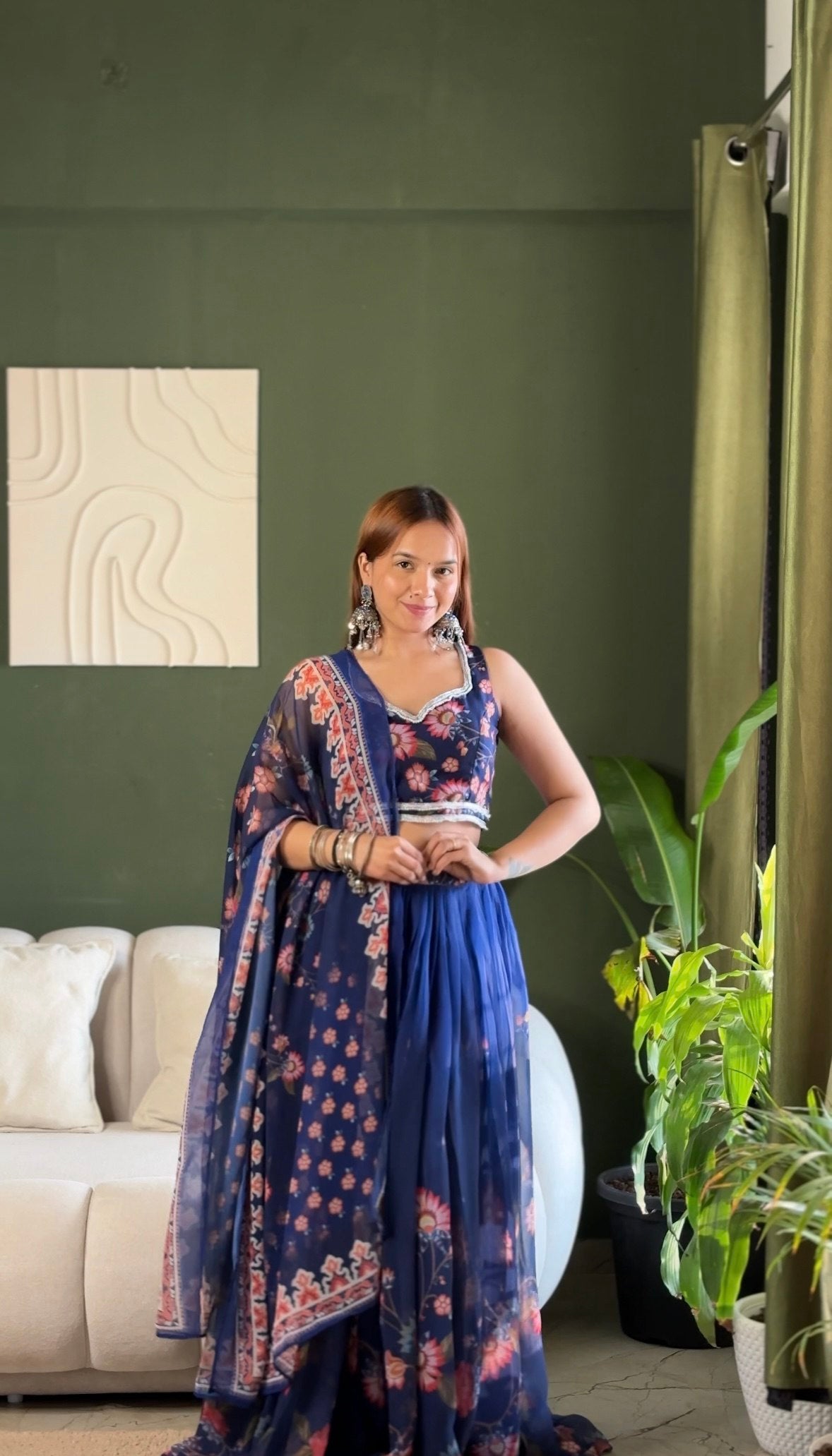 Floral Fox Georgette Lehenga Set with Printed Dupatta